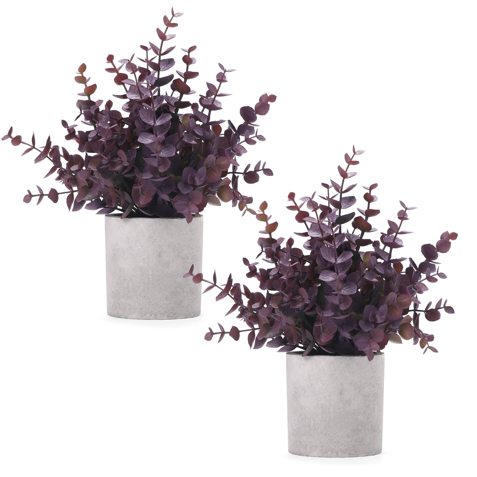 2 Pack Small Fake Plants Eucalyptus Potted Artificial Plants for Shelf Desk Home Bathroom Farmhouse Room Coffee Table Decor (Sage Green)