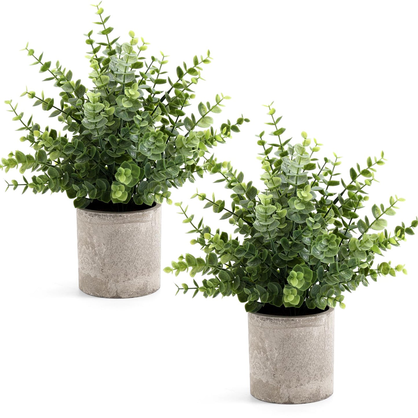 2 Pack Small Fake Plants Eucalyptus Potted Artificial Plants for Shelf Desk Home Bathroom Farmhouse Room Coffee Table Decor (Sage Green)